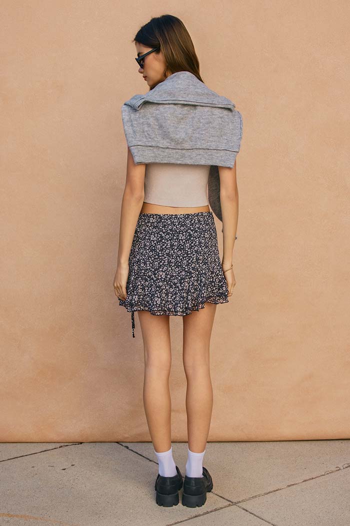 Floral Ruched Mini Skort