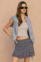 Floral Ruched Mini Skort