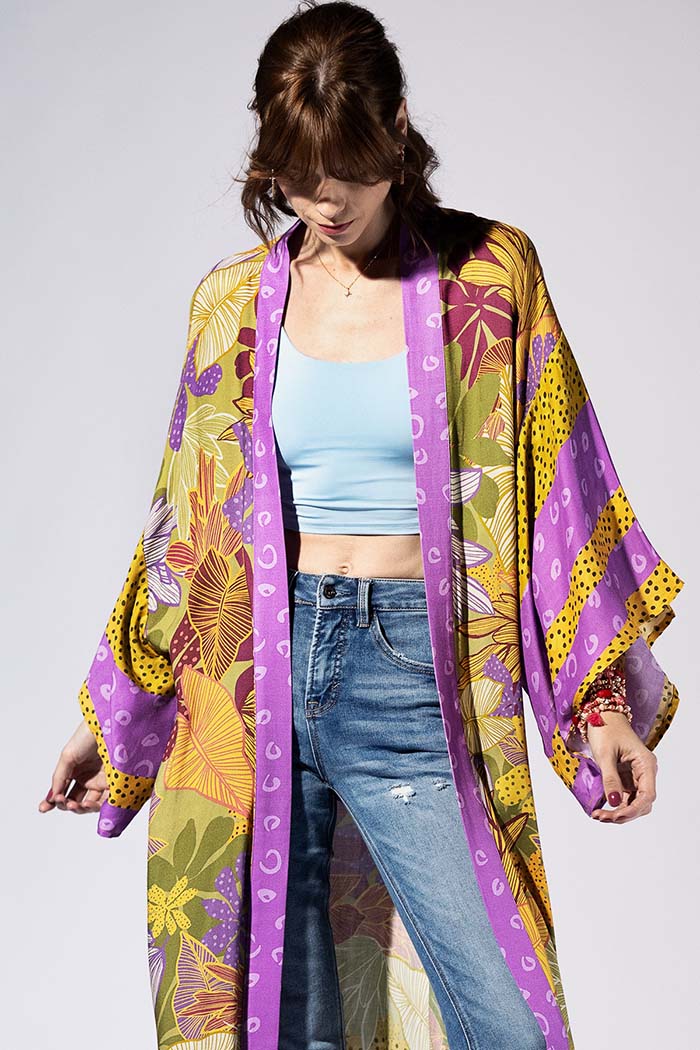 Saffron Violet Jungle Kimono