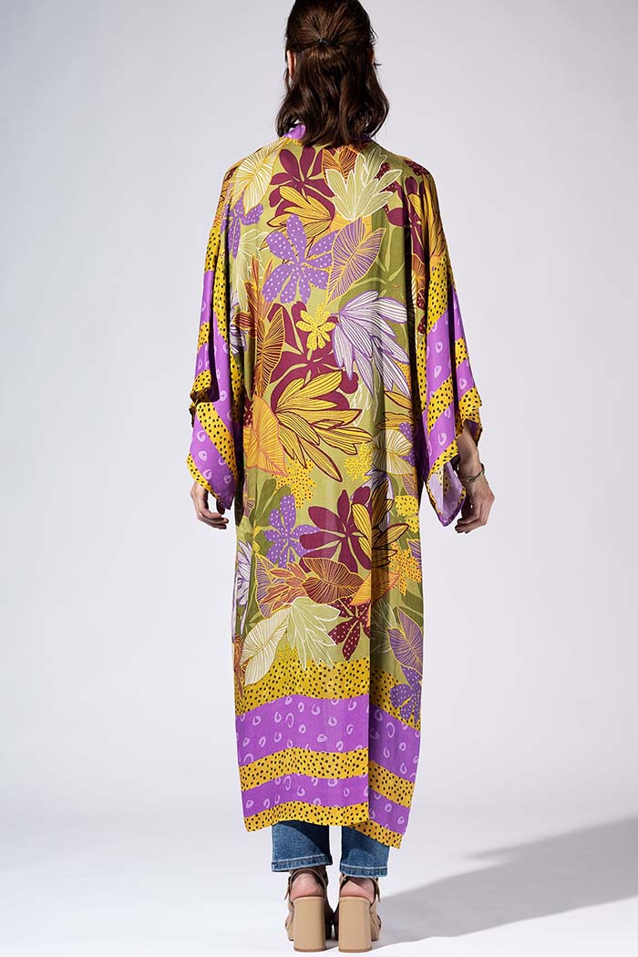 Saffron Violet Jungle Kimono