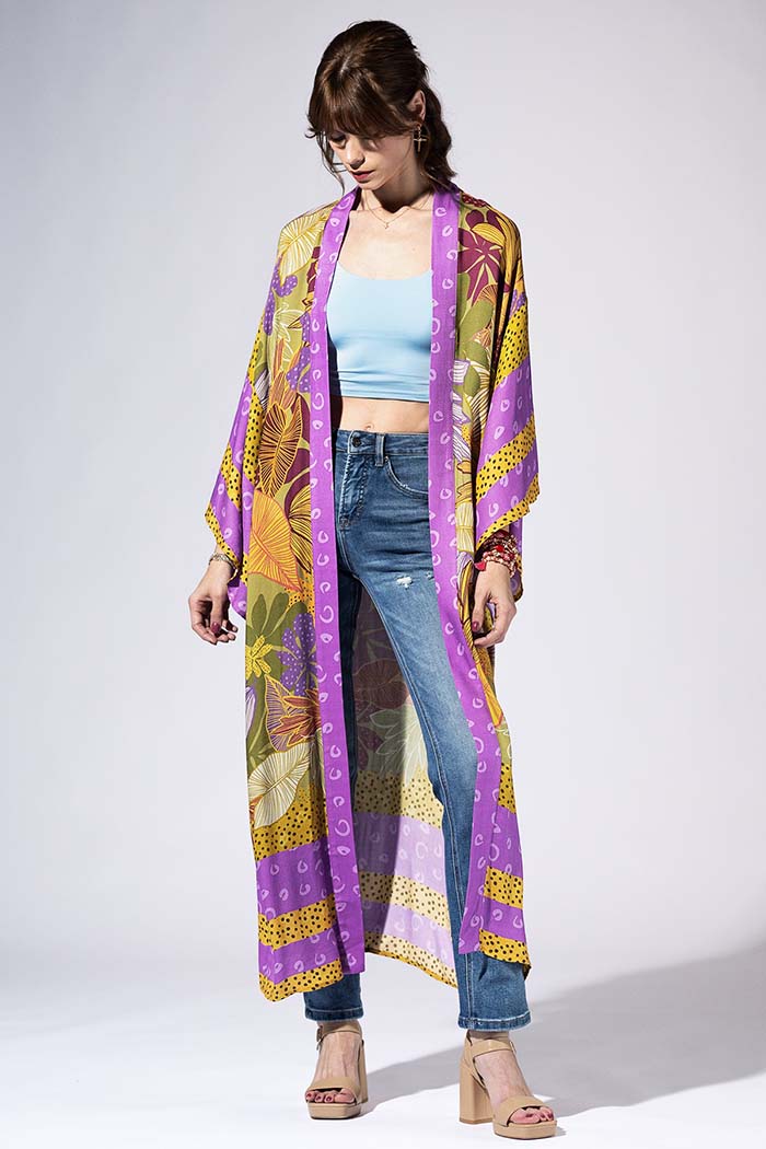 Saffron Violet Jungle Kimono