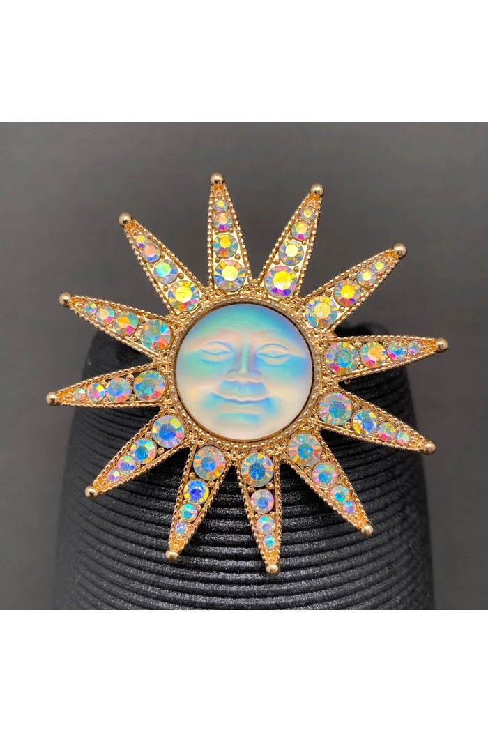 Celestial Glow Sun Brooch