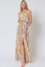 Sunset Breeze Strapless Maxi Dress