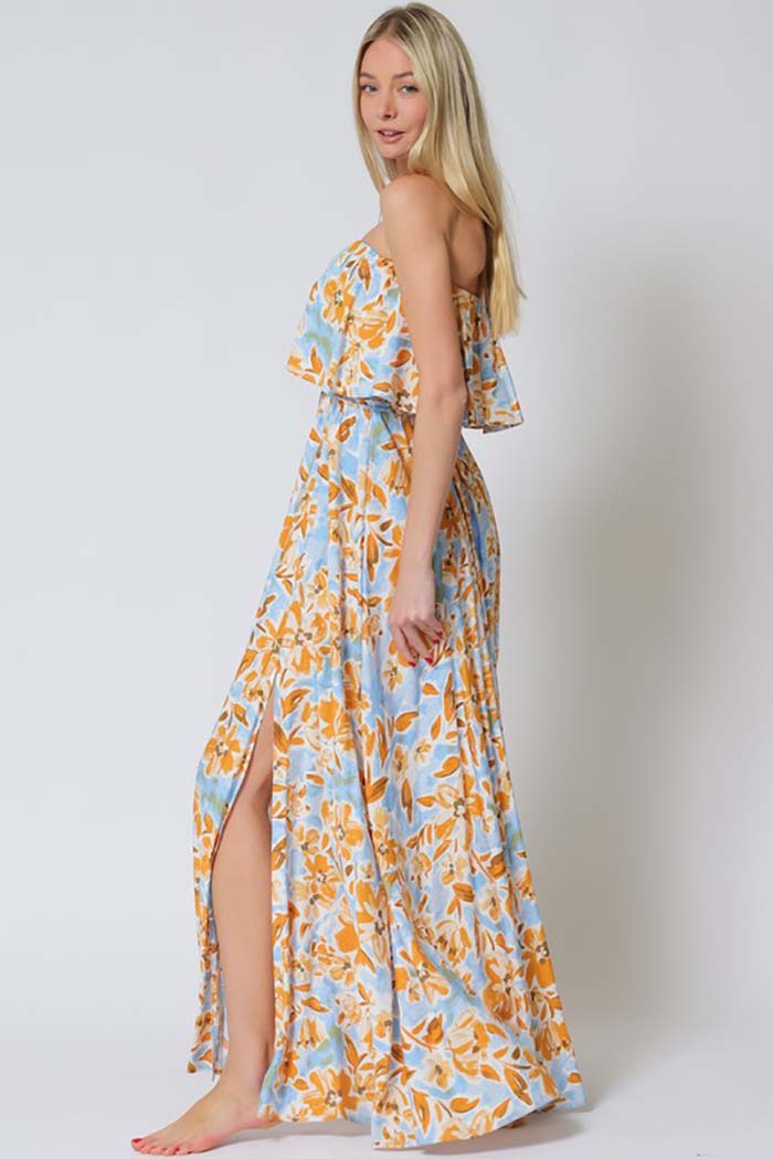 Sunset Breeze Strapless Maxi Dress