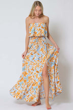 Sunset Breeze Strapless Maxi Dress