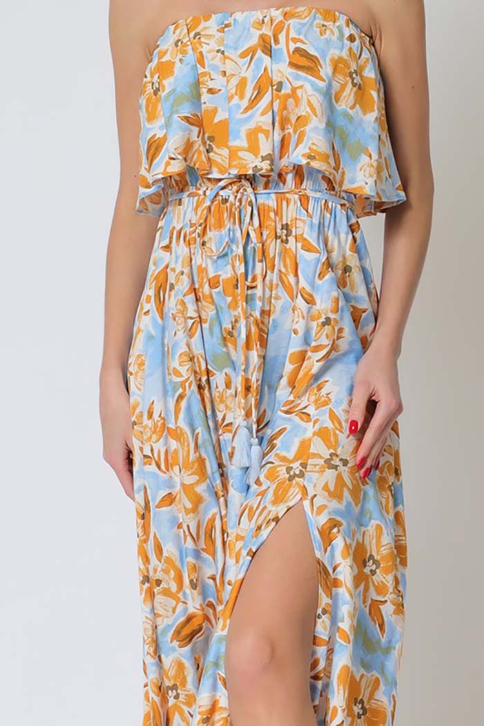 Sunset Breeze Strapless Maxi Dress