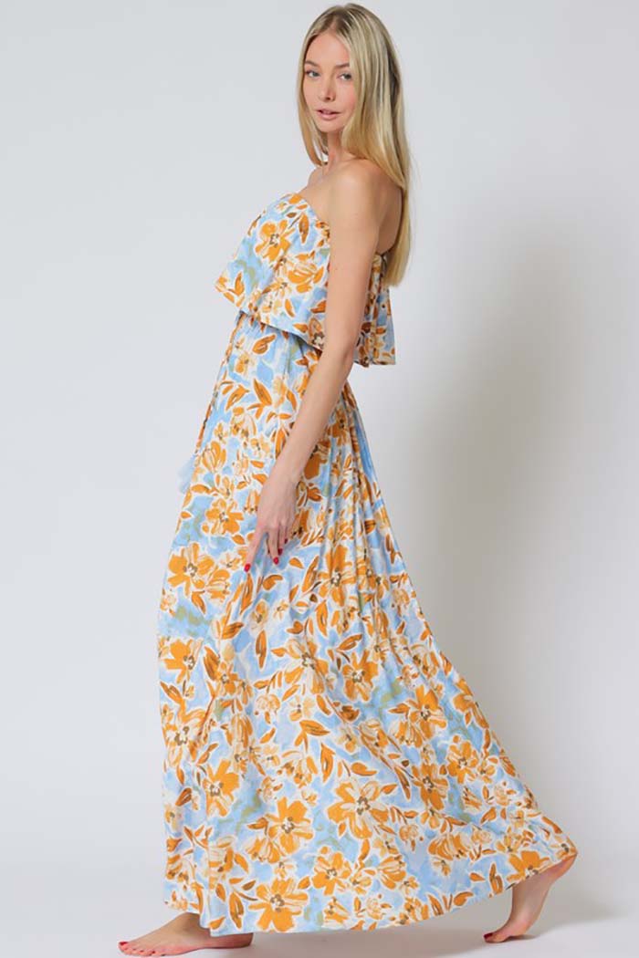 Sunset Breeze Strapless Maxi Dress