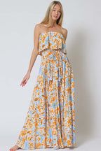 Sunset Breeze Strapless Maxi Dress