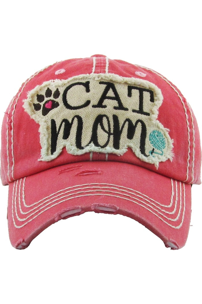 Cat Mom Vintage Ball Cap