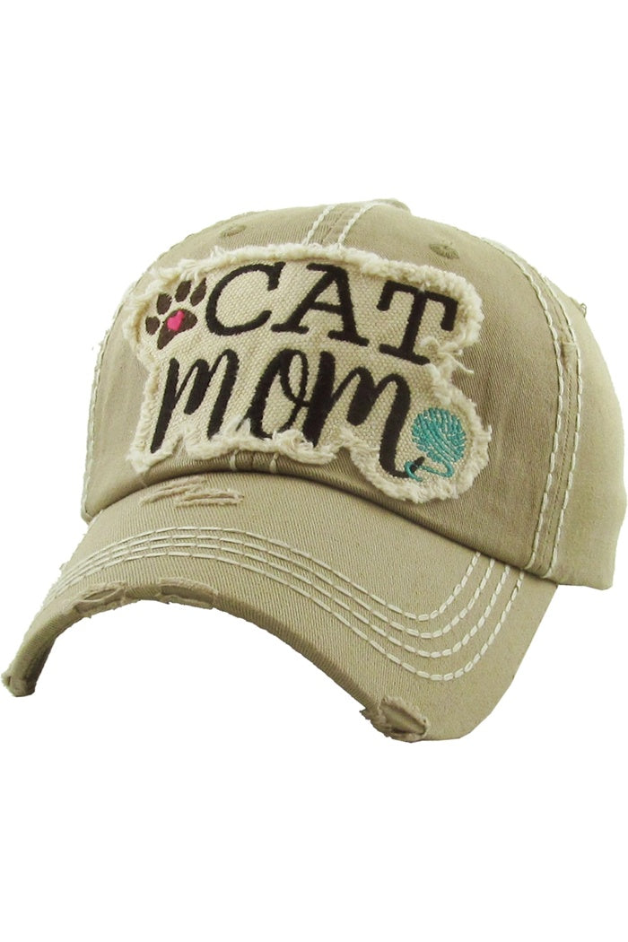 Cat Mom Vintage Ball Cap