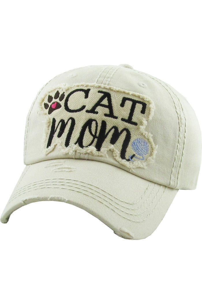 Cat Mom Vintage Ball Cap