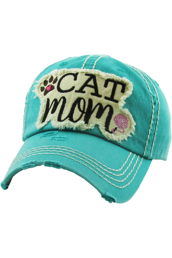 Cat Mom Vintage Ball Cap