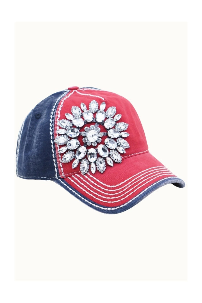 Sunflower Jeweled Two-Tone Cap