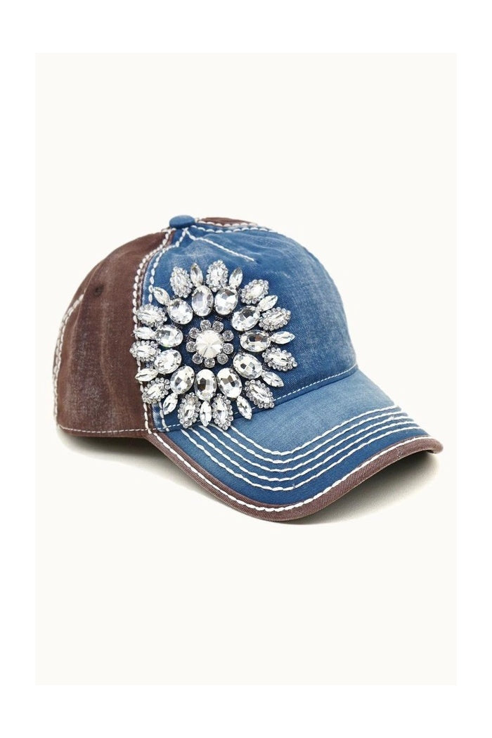 Sunflower Jeweled Two-Tone Cap