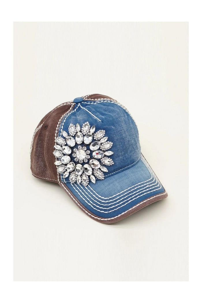 Sunflower Jeweled Two-Tone Cap