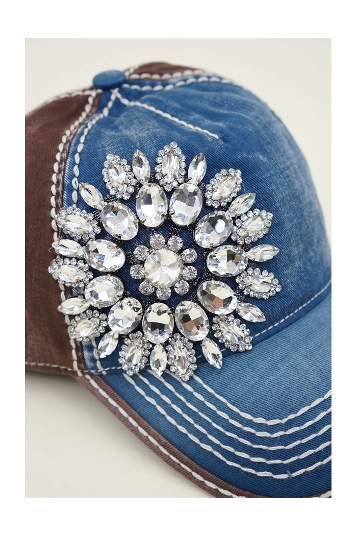 Sunflower Jeweled Two-Tone Cap