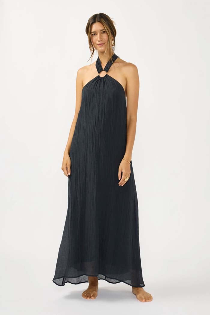 Halter O-Ring Maxi Dress