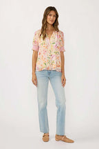 Floral Smocked Cuff Blouse