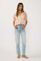 Floral Smocked Cuff Blouse