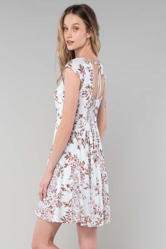 Floral Square Neck Mini Dress