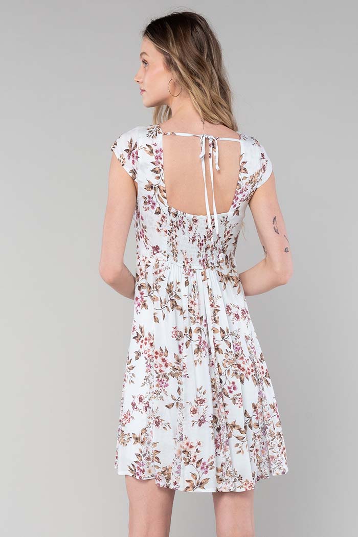 Floral Square Neck Mini Dress