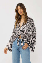 Floral Tie-Front Kimono Top