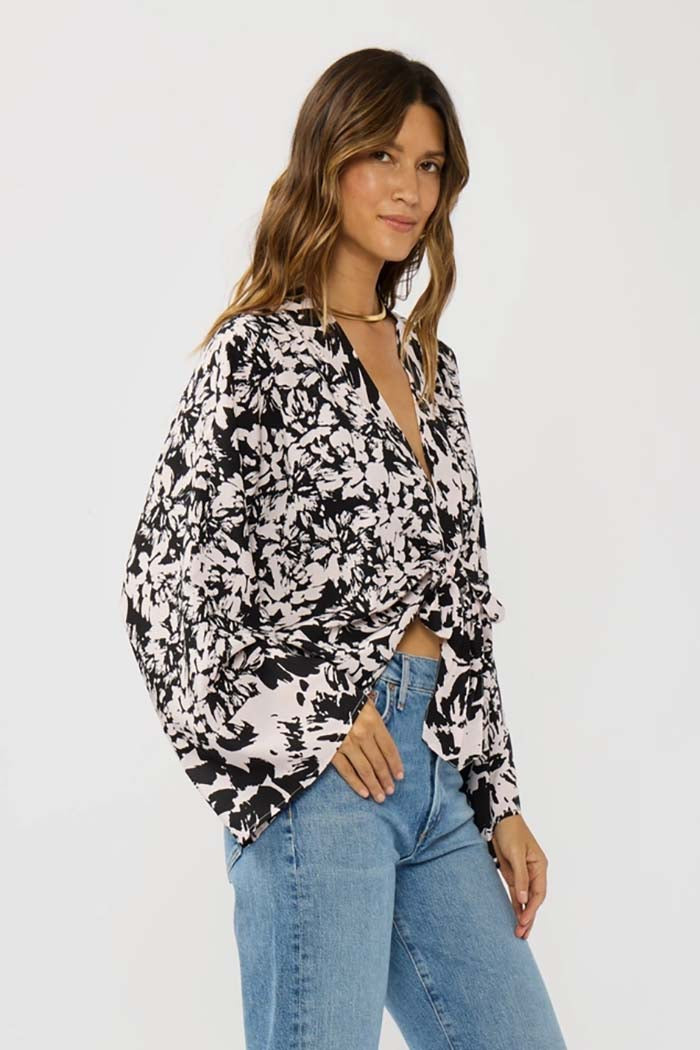 Floral Tie-Front Kimono Top