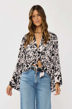 Floral Tie-Front Kimono Top