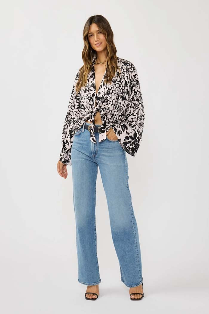 Floral Tie-Front Kimono Top
