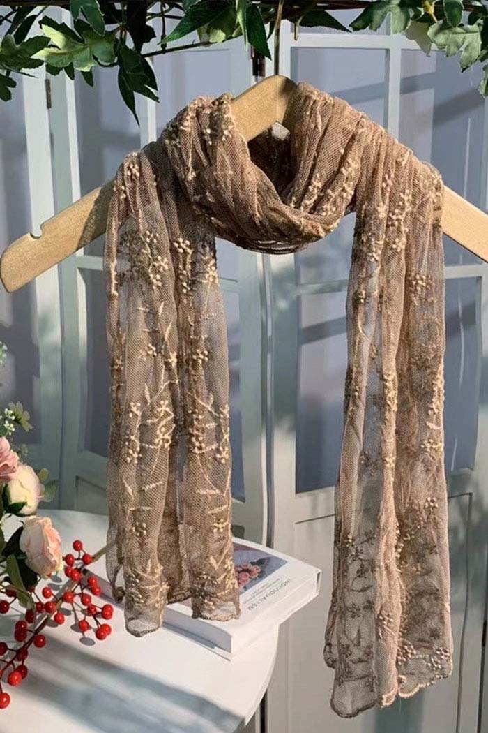 Embroidered Lace Shawl Scarf