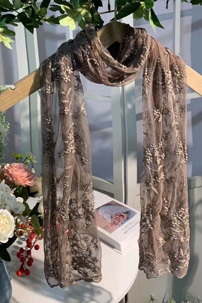 Embroidered Lace Shawl Scarf