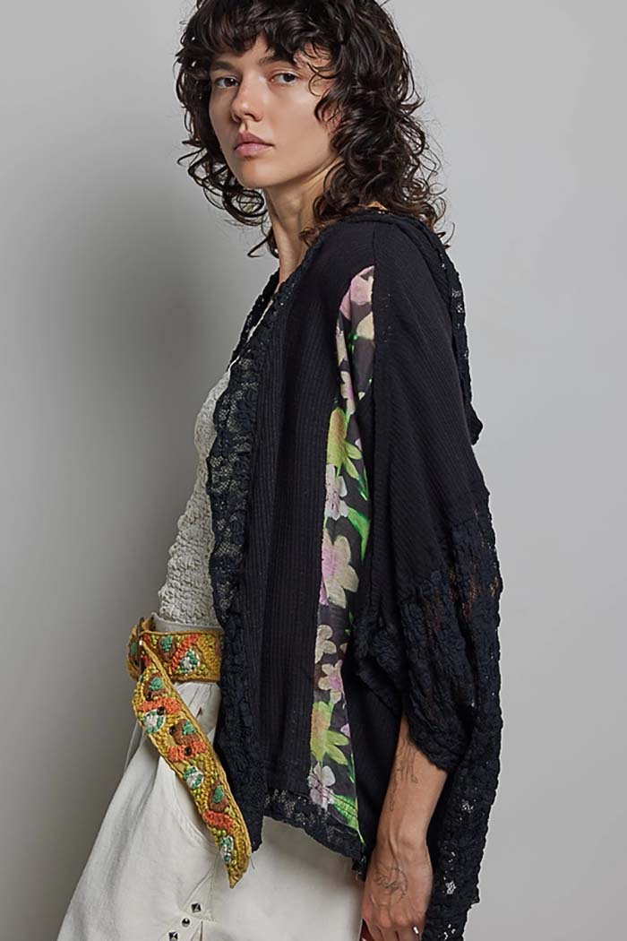 Lace Panel Knit Cardigan
