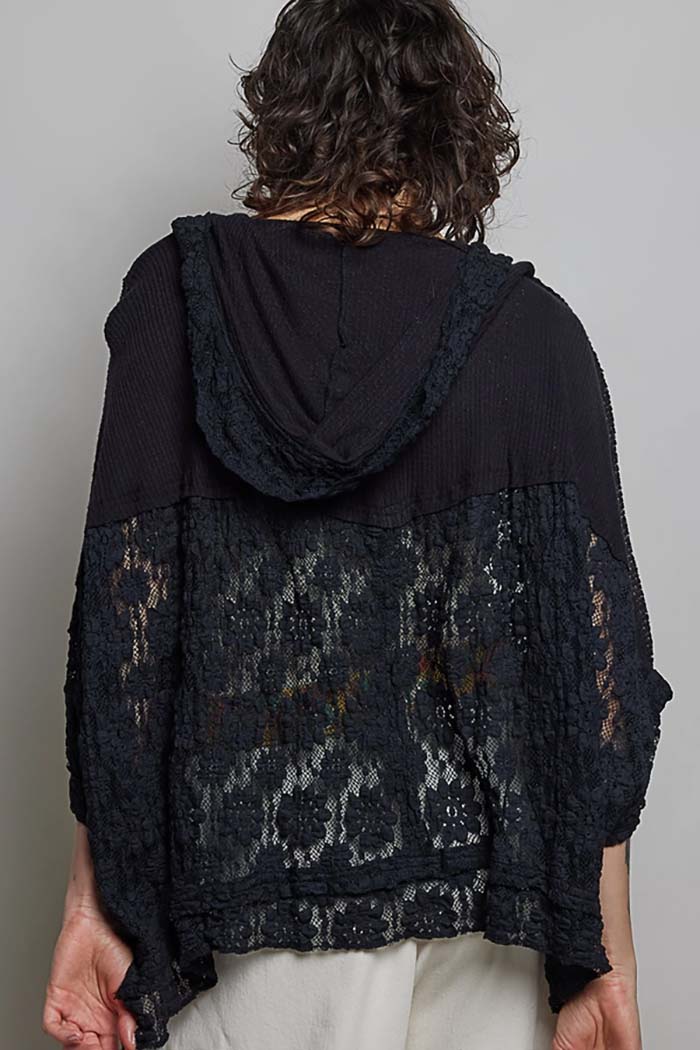 Lace Panel Knit Cardigan