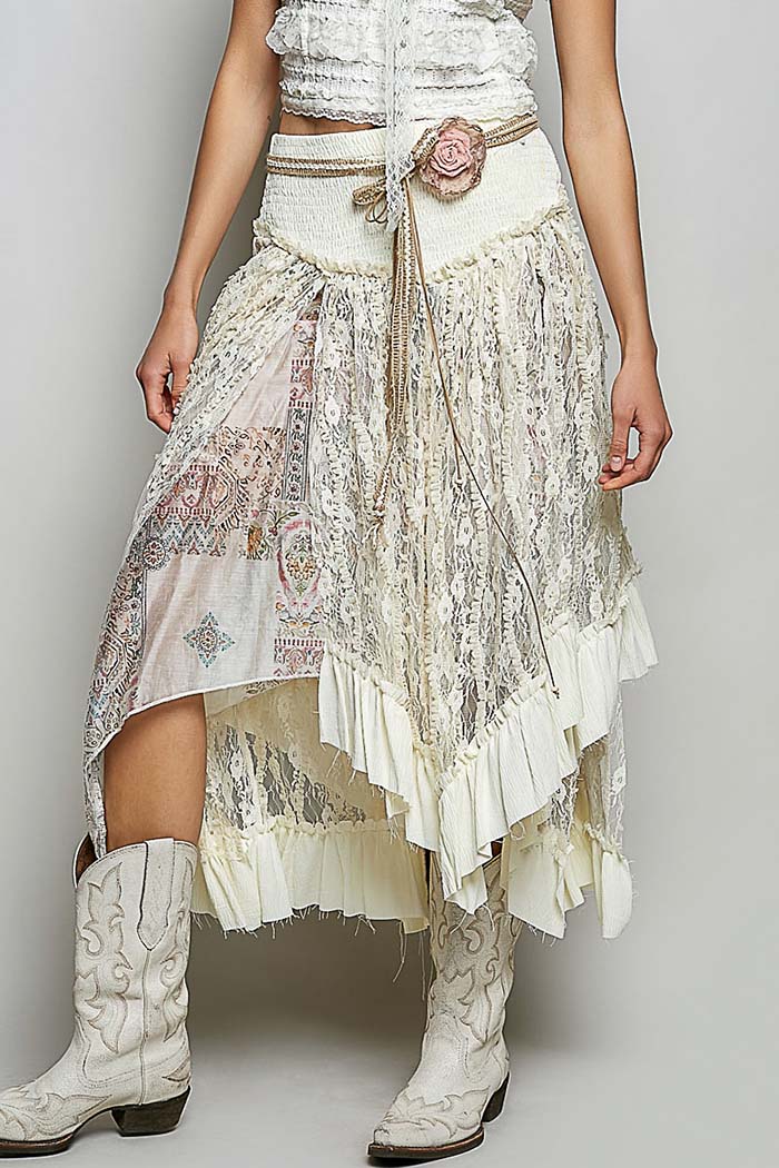 Boho Lace High-Low Skirt