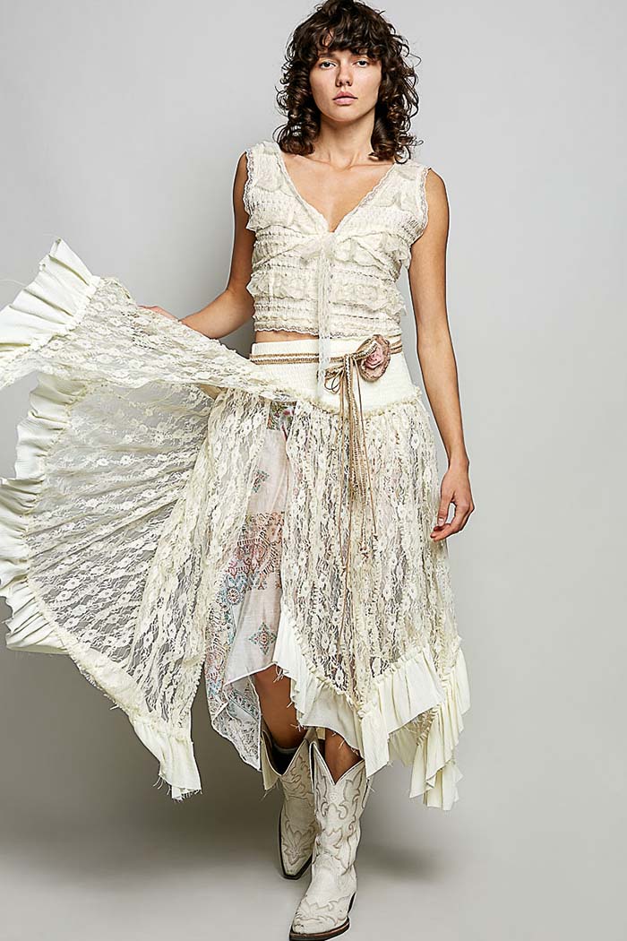 Boho Lace High-Low Skirt