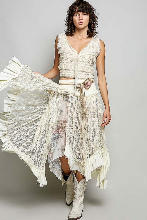 Boho Lace High-Low Skirt