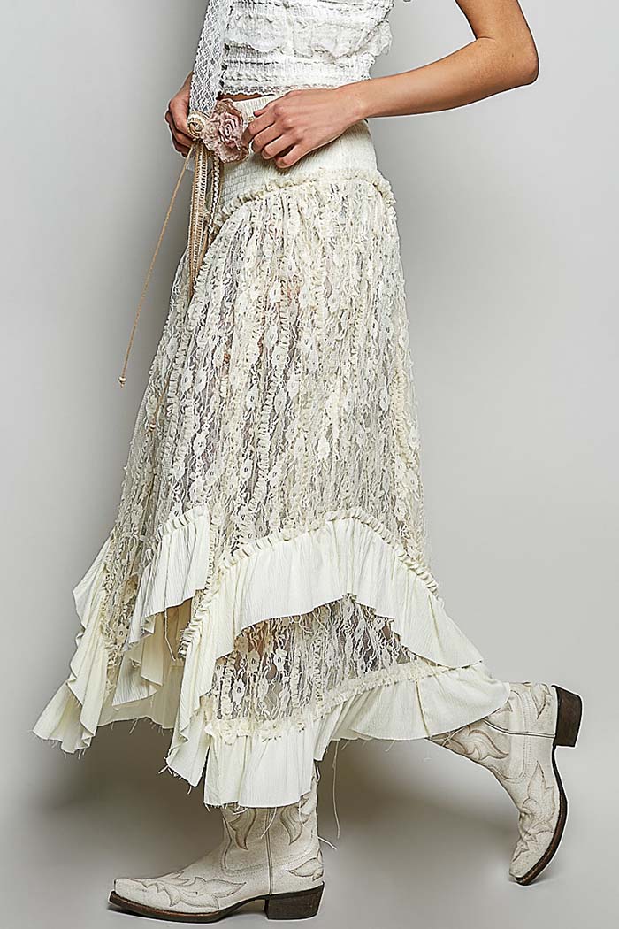 Boho Lace High-Low Skirt