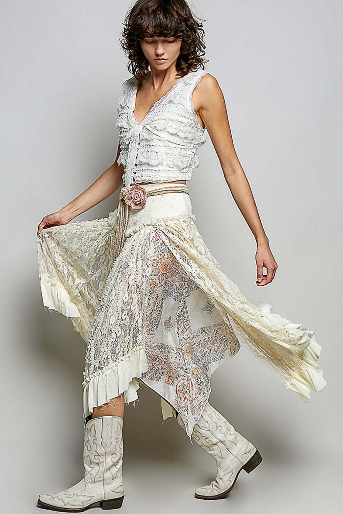 Boho Lace High-Low Skirt