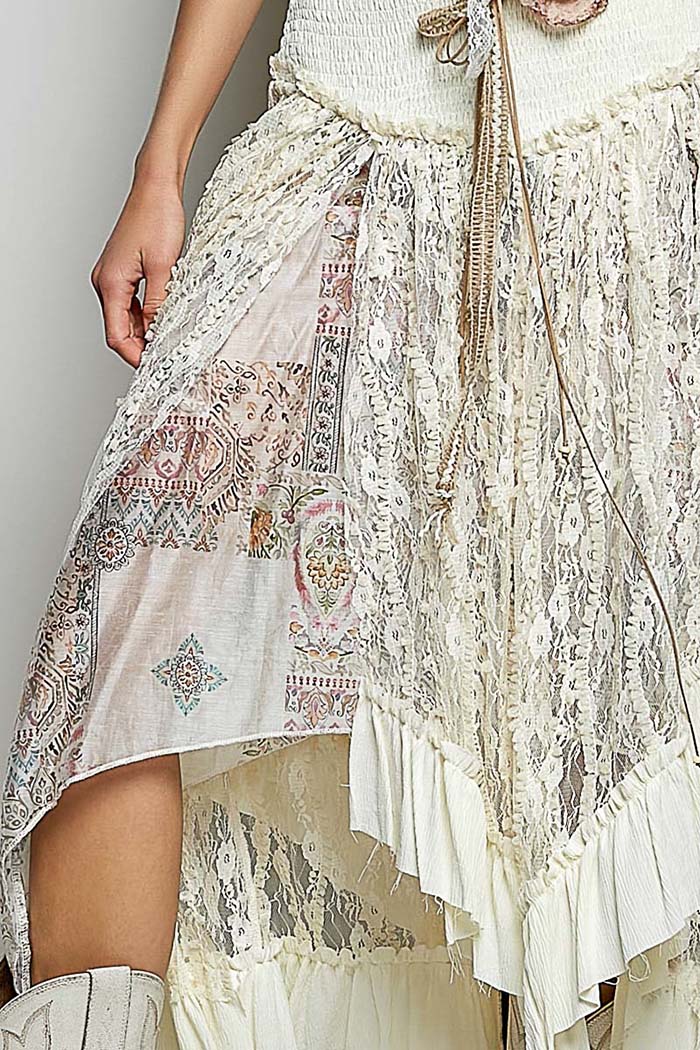 Boho Lace High-Low Skirt