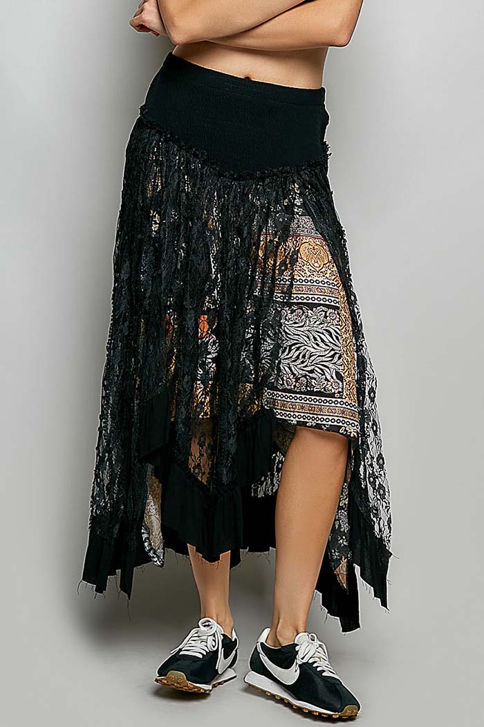 Boho Lace High-Low Skirt