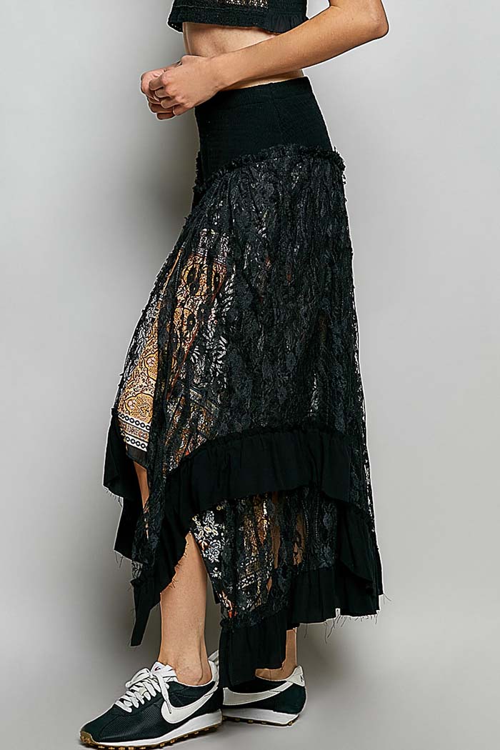 Boho Lace High-Low Skirt