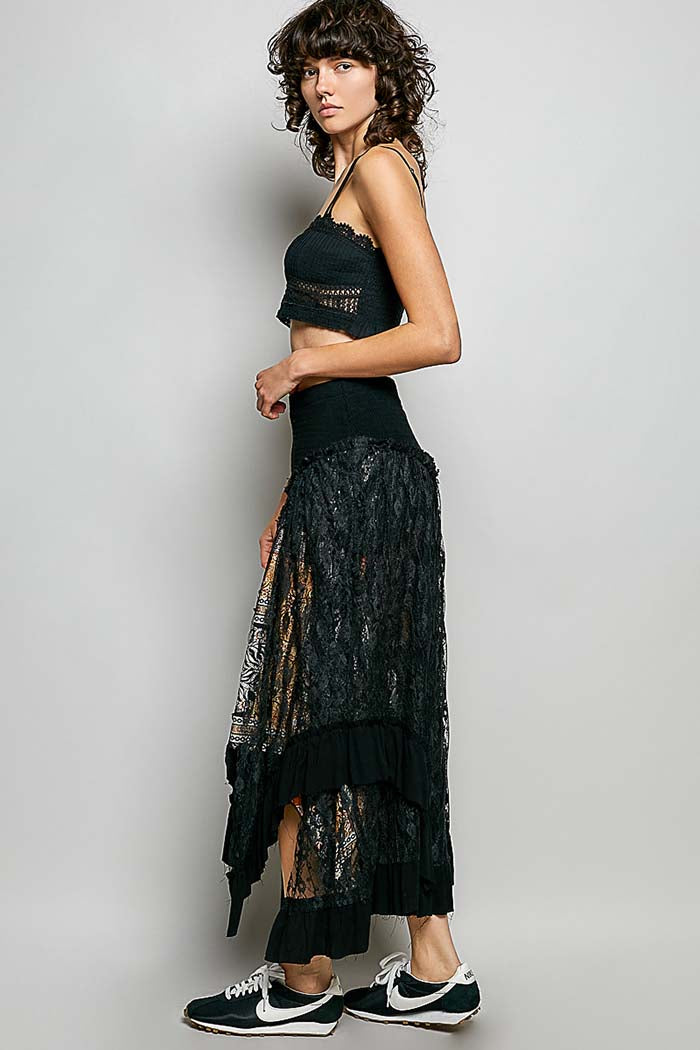 Boho Lace High-Low Skirt