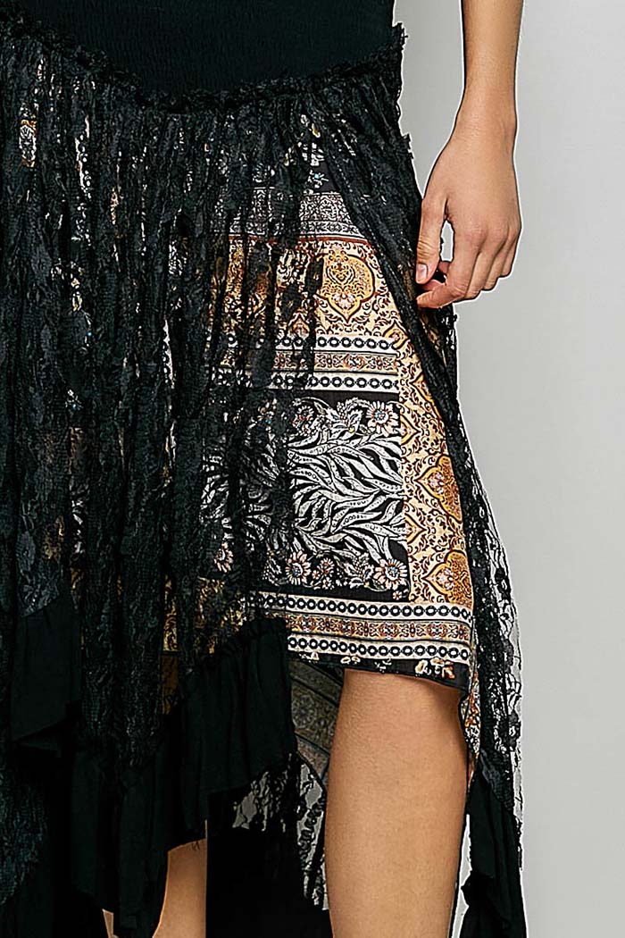 Boho Lace High-Low Skirt