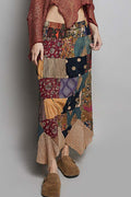 Patchwork Elastic Waist Maxi Skirt