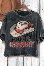 Howdy Cowboy Mineral Wash Crop Tee