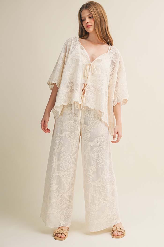 Botanical Lace Tie-Front Capelet Top