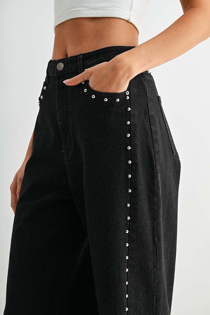 Midnight Stud Wide-Leg Jeans