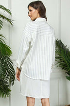 Rhinestone Stripe Denim Shacket