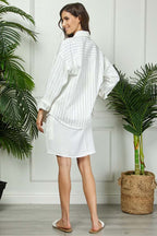 Rhinestone Stripe Denim Shacket