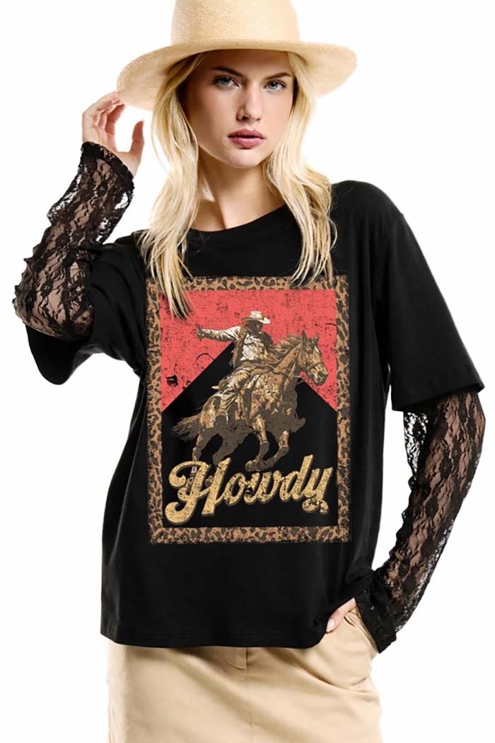Howdy Western Lace Tee